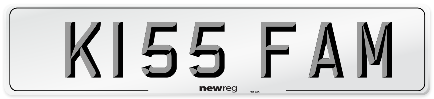 K155 FAM Number Plate from New Reg